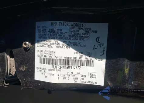 2006 Ford Focus Zx4 из США, поврежденный, VIN 1FAFP34N56W117372